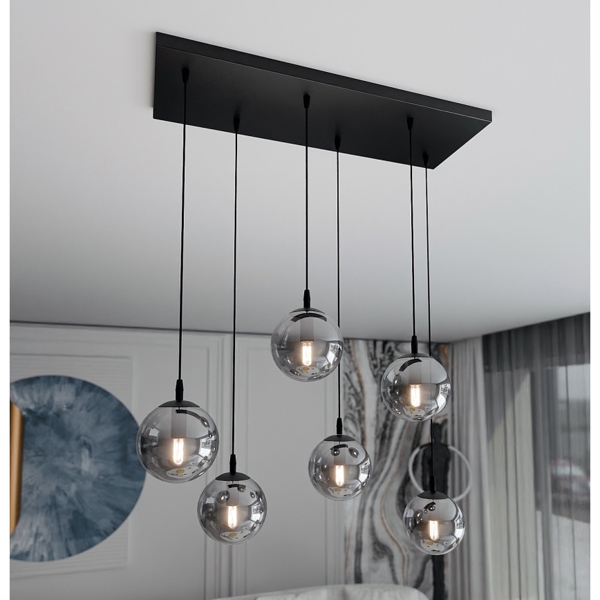 Подвесная люстра COSMO 6xE14/10W/230V черная/серая