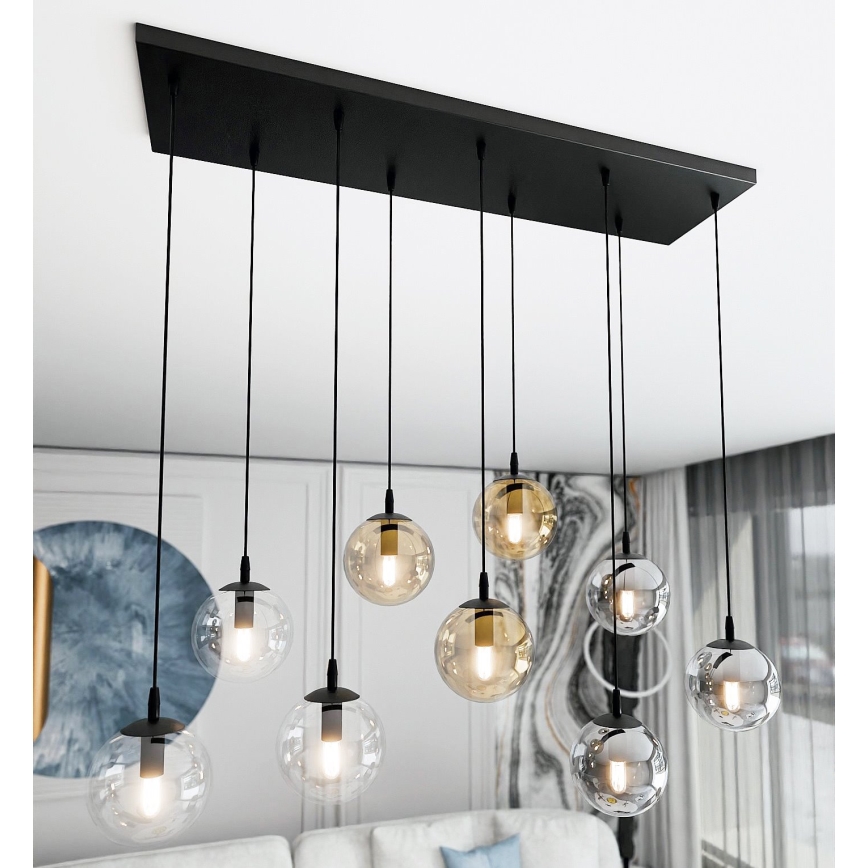 Подвесная люстра COSMO 9xE14/10W/230V черная/серая/бежевая/прозрачная