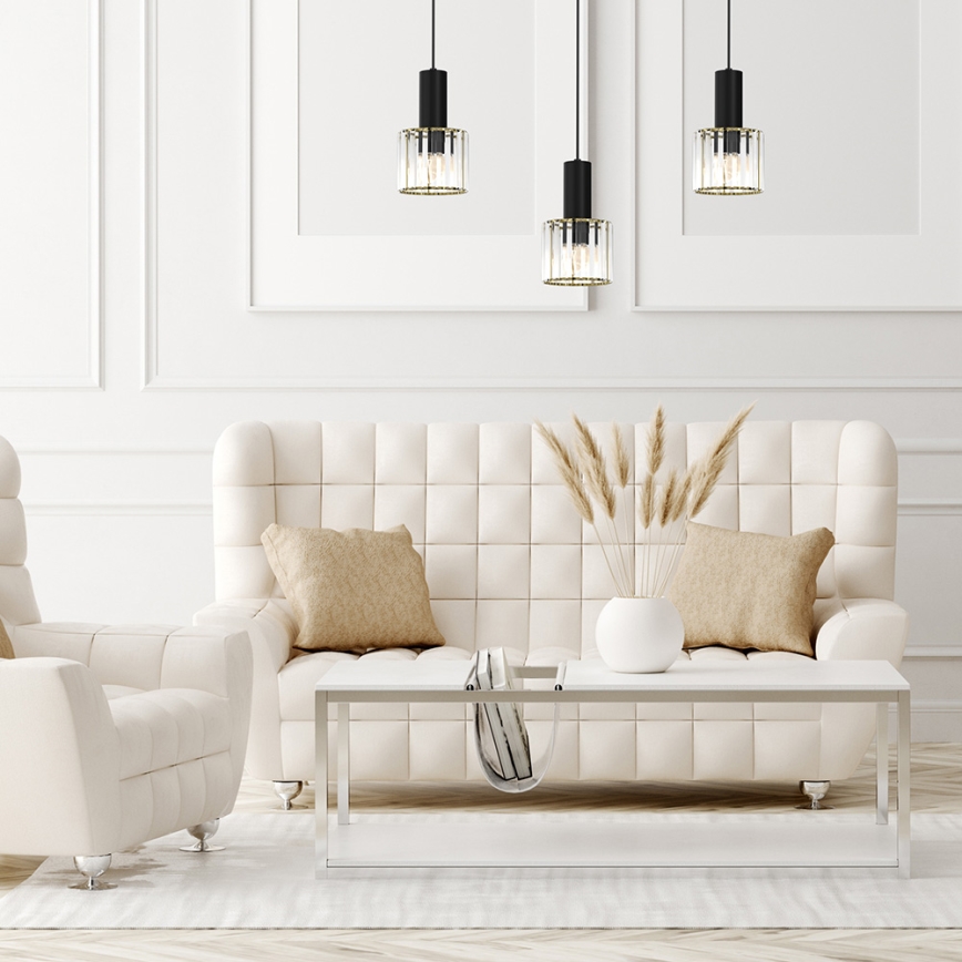 Подвесная люстра CRISTAL 3xE27/60W/230V черная