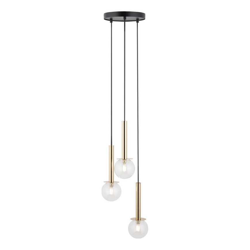 Подвесная люстра DAISY 3xG9/12W/230V диаметр 27 см золотистый/черный/прозрачный