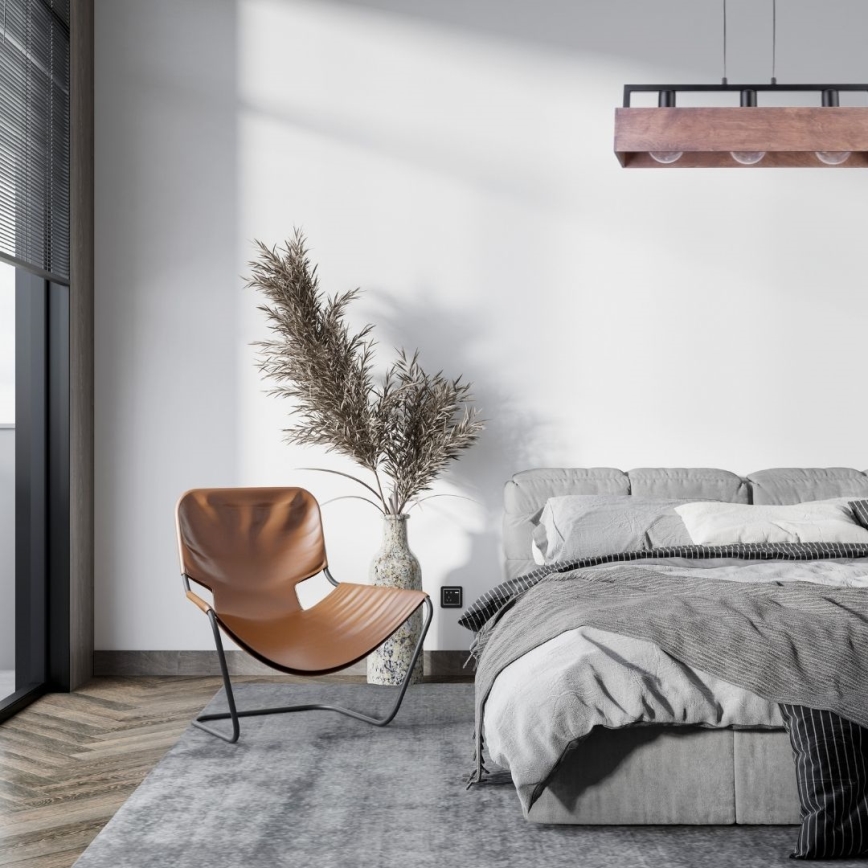 Подвесная люстра DAKOTA 3xE27/60W/230V дерево/черный