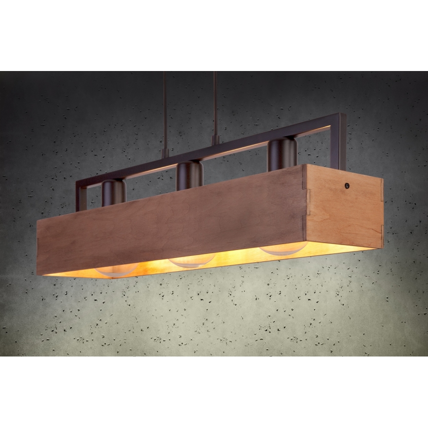 Подвесная люстра DAKOTA 3xE27/60W/230V дерево/черный