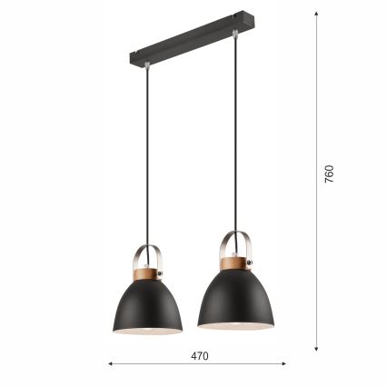 Подвесная люстра DANIELLE 2xE27/60W/230V бук - сертифицировано FSC