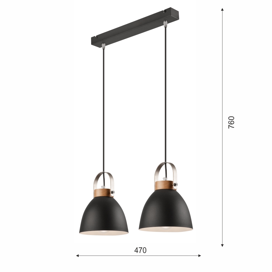 Подвесная люстра DANIELLE 2xE27/60W/230V бук - сертифицировано FSC