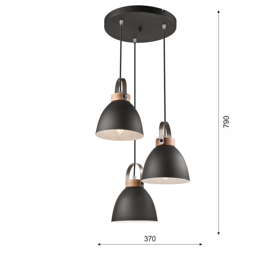 Подвесная люстра DANIELLE 3xE27/60W/230V бук - сертифицировано FSC