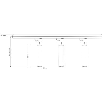 Подвесная люстра для трековой системы MARIBEL 3xGU10/10W/230V + 1 м рейка система белый