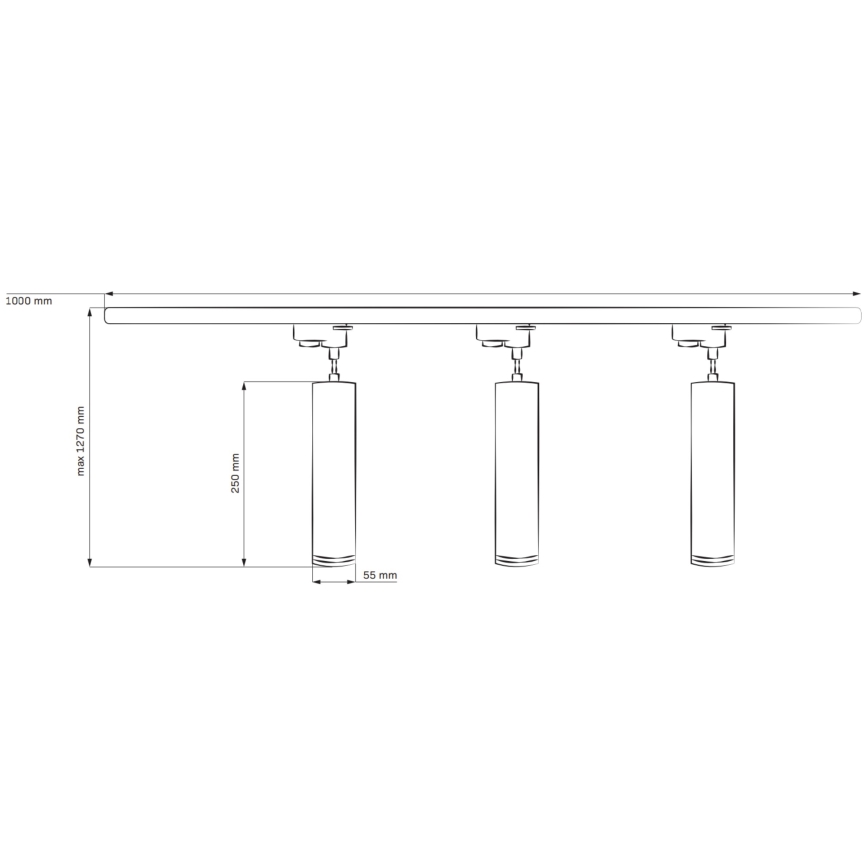 Подвесная люстра для трековой системы PARIS 3xGU10/10W/230V + 1 м рейка система белый