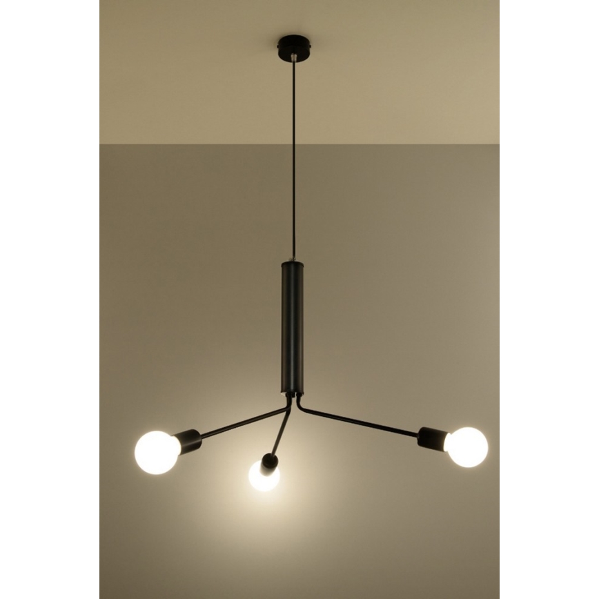 Подвесная люстра DUOMO 3D 3xE27/60W/230V черная