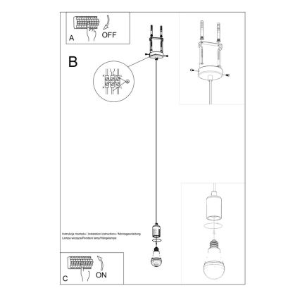 Подвесная люстра EDISON 1xE27/60W/230V черная