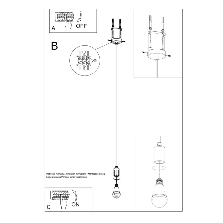 Подвесная люстра EDISON 1xE27/60W/230V черная
