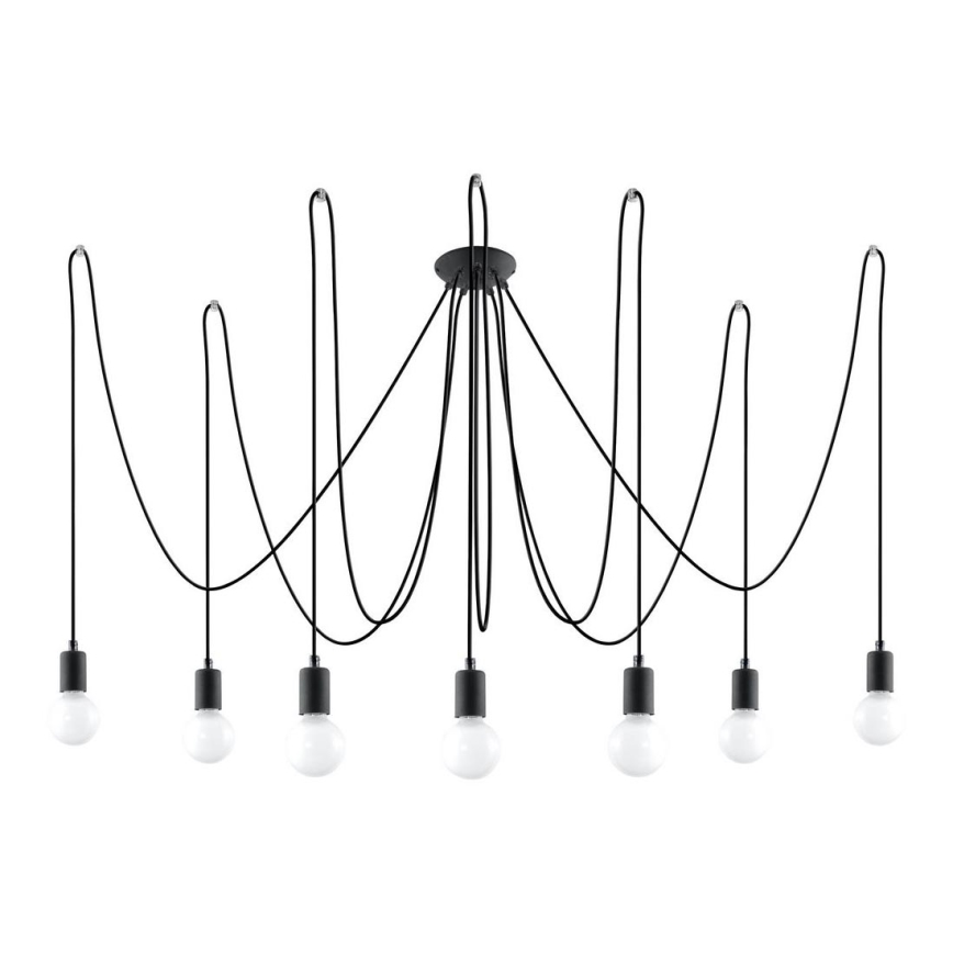 Подвесная люстра EDISON 7 7xE27/60W/230V паук черный