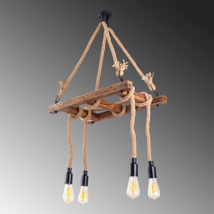 Подвесная люстра EREBOS 4xE27/40W/230V коричневая