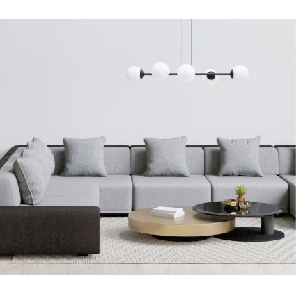 Подвесная люстра FIRA 5xE27/60W/230V черный