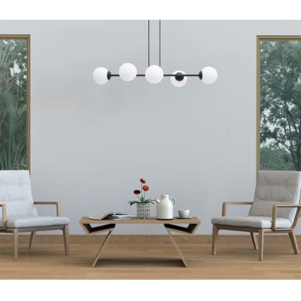 Подвесная люстра FIRA 5xE27/60W/230V черный