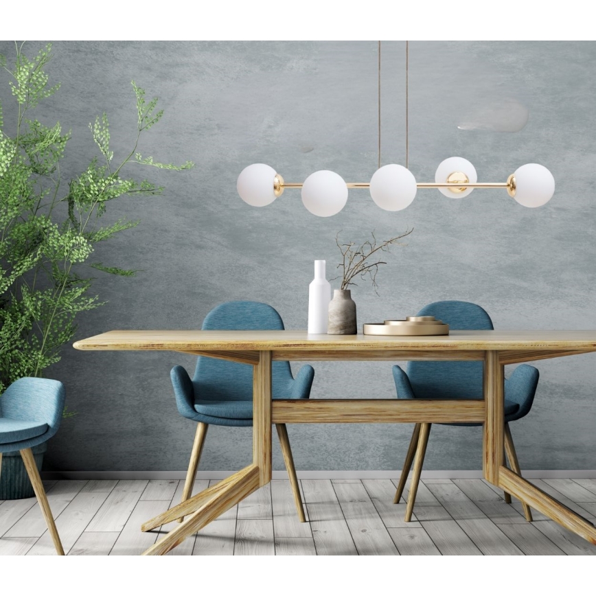 Подвесная люстра FIRA 5xE27/60W/230V золотистый