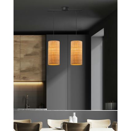 Подвесная люстра FLERI 2xE27/60W/230V ротанг