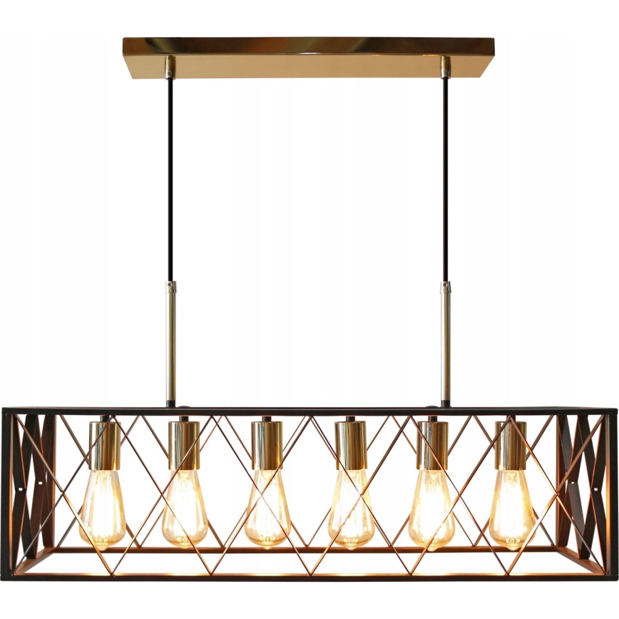 Подвесная люстра FRAME 6xE27/60W/230V черный/золотистый