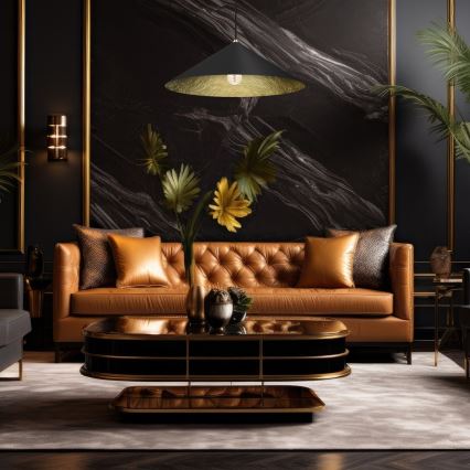 Подвесная люстра FUJI 1xE27/60W/230V диаметр 70 см черный/золотистый