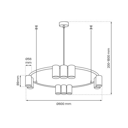 Подвесная люстра GENESIS 10xGU10/8W/230V золотистый