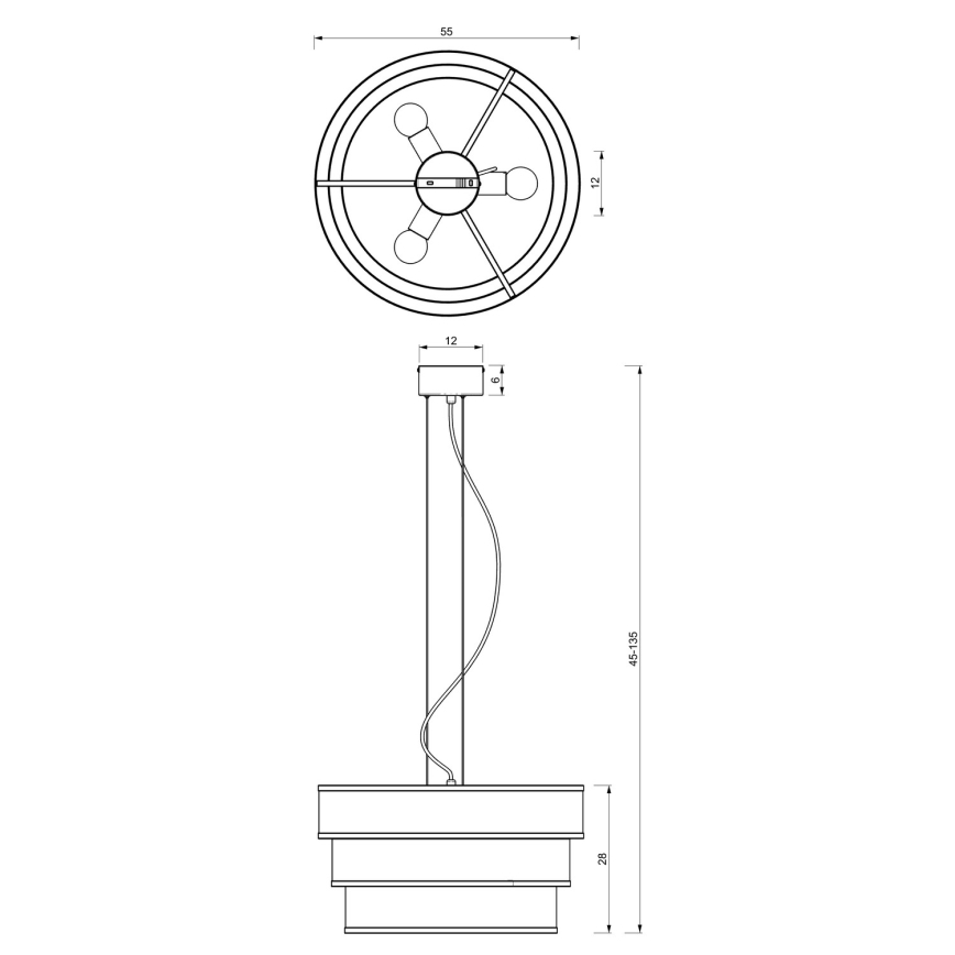 Подвесная люстра GLUM 3xE27/60W/230V черная