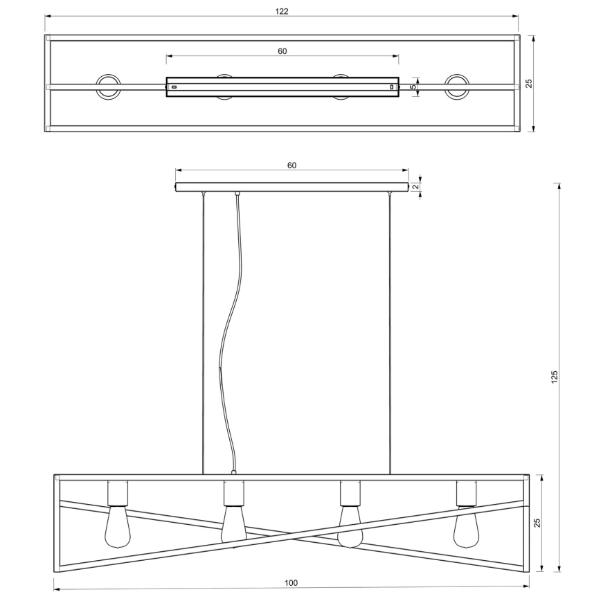 Подвесная люстра GOTE 4xE27/60W/230V