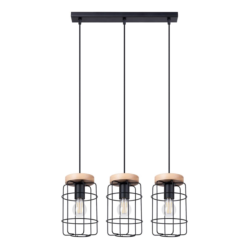 Подвесная люстра GOTTO 3xE27/15W/230V черный/бук