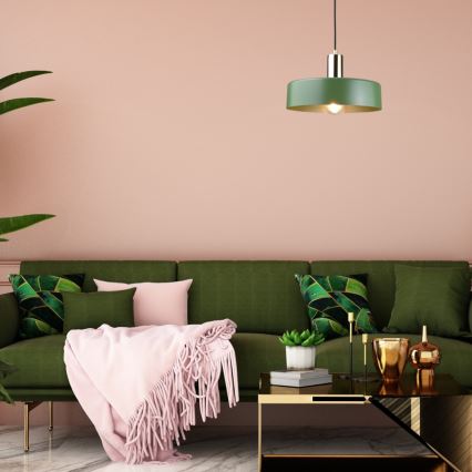 Подвесная люстра HAKI 1xE27/60W/230V зеленый/черный/блестящий хром