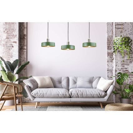 Подвесная люстра HAKI 3xE27/60W/230V зеленый/черный/блестящий хром