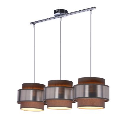 Подвесная люстра HARE 3xE27/60W/230V серый/матовый хром