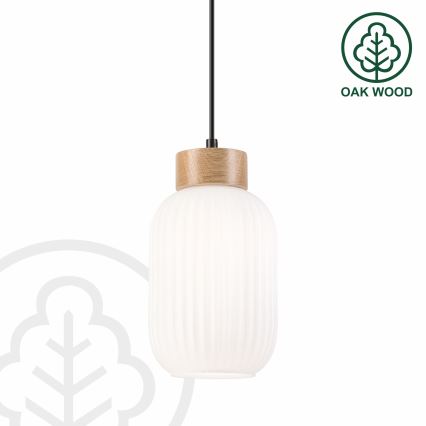 Подвесная люстра HARMONY 1xE27/15W/230V диаметр 14 см белый/дуб