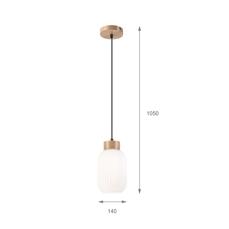 Подвесная люстра HARMONY 1xE27/15W/230V диаметр 14 см белый/дуб