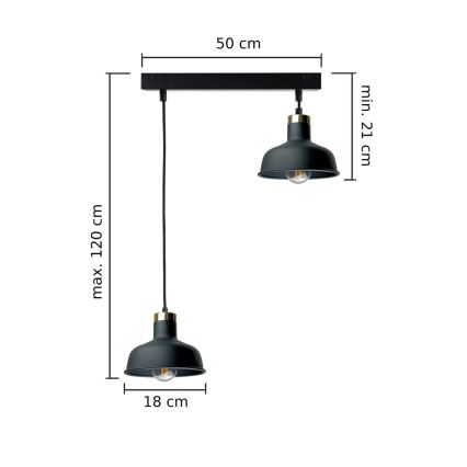 Подвесная люстра HEBE 2xE27/60W/230V черный