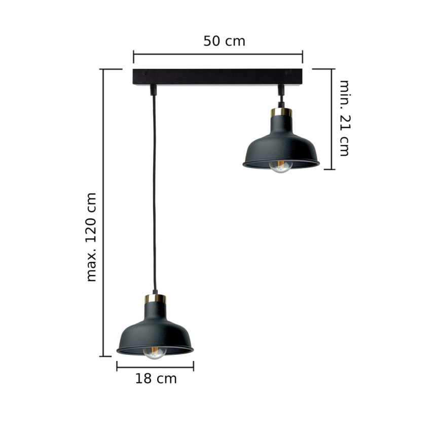 Подвесная люстра HEBE 2xE27/60W/230V черный