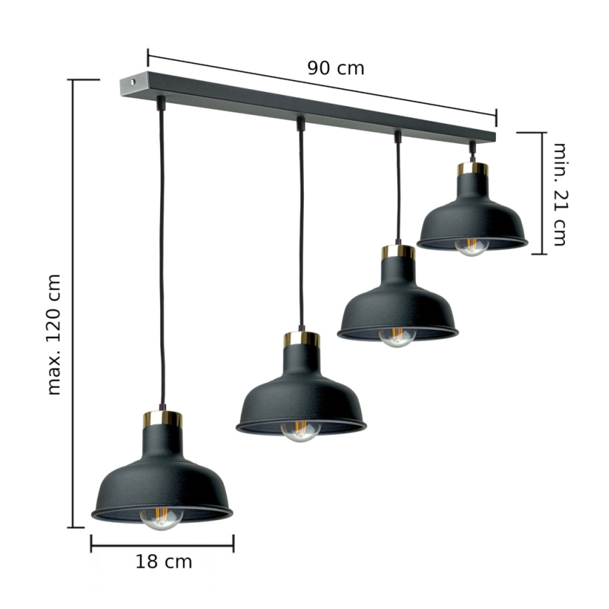 Подвесная люстра HEBE 4xE27/60W/230V черный