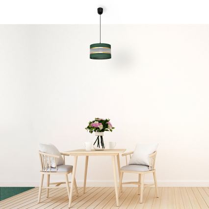 Подвесная люстра HELEN 1xE27/15W/230V диаметр 25 см зеленый/золотистый