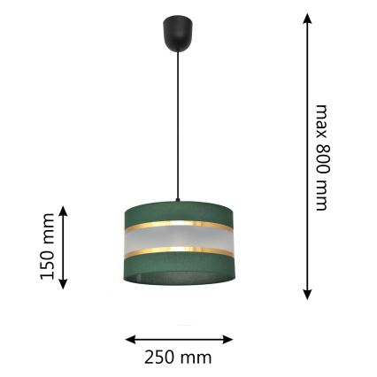 Подвесная люстра HELEN 1xE27/15W/230V диаметр 25 см зеленый/золотистый