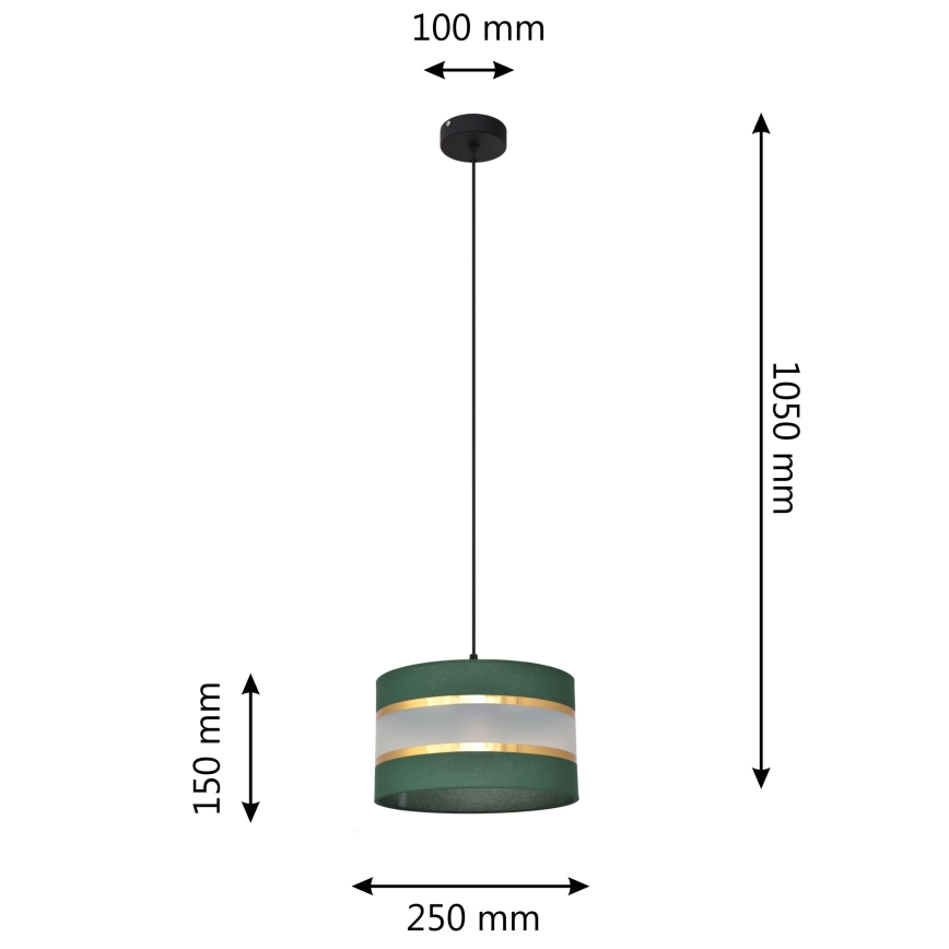 Подвесная люстра HELEN 1xE27/15W/230V диаметр 25 см зеленый/золотистый