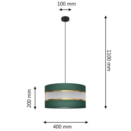 Подвесная люстра HELEN 1xE27/15W/230V диаметр 40 см зеленый/золотистый