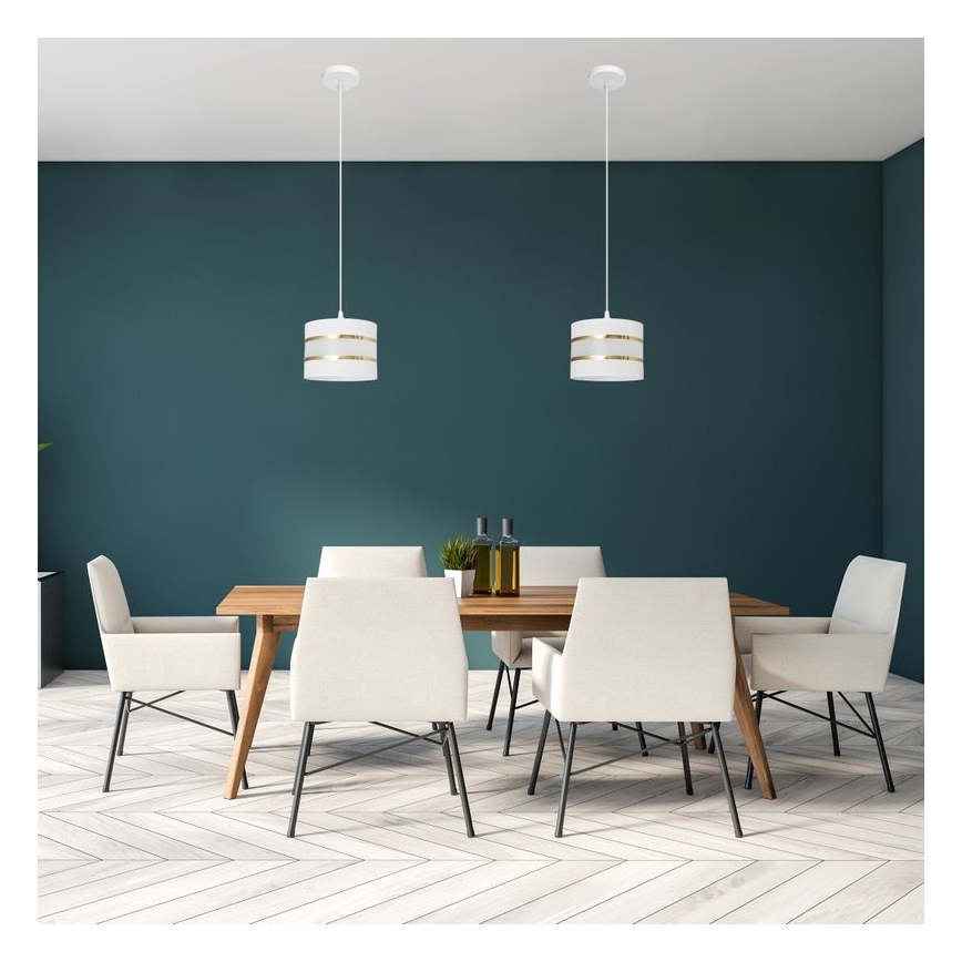Подвесная люстра HELEN 1xE27/15W/230V ⌀ 20 cm белая/золотая