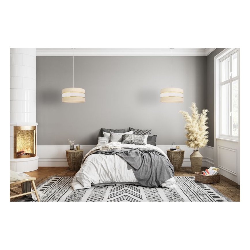 Подвесная люстра HELEN 1xE27/15W/230V ⌀ 40 cm кремовая/золотая