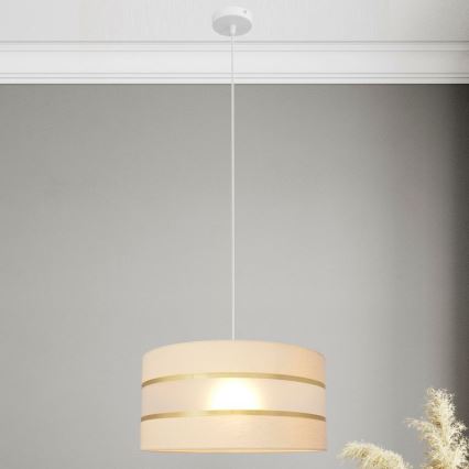 Подвесная люстра HELEN 1xE27/15W/230V ⌀ 40 cm кремовая/золотая