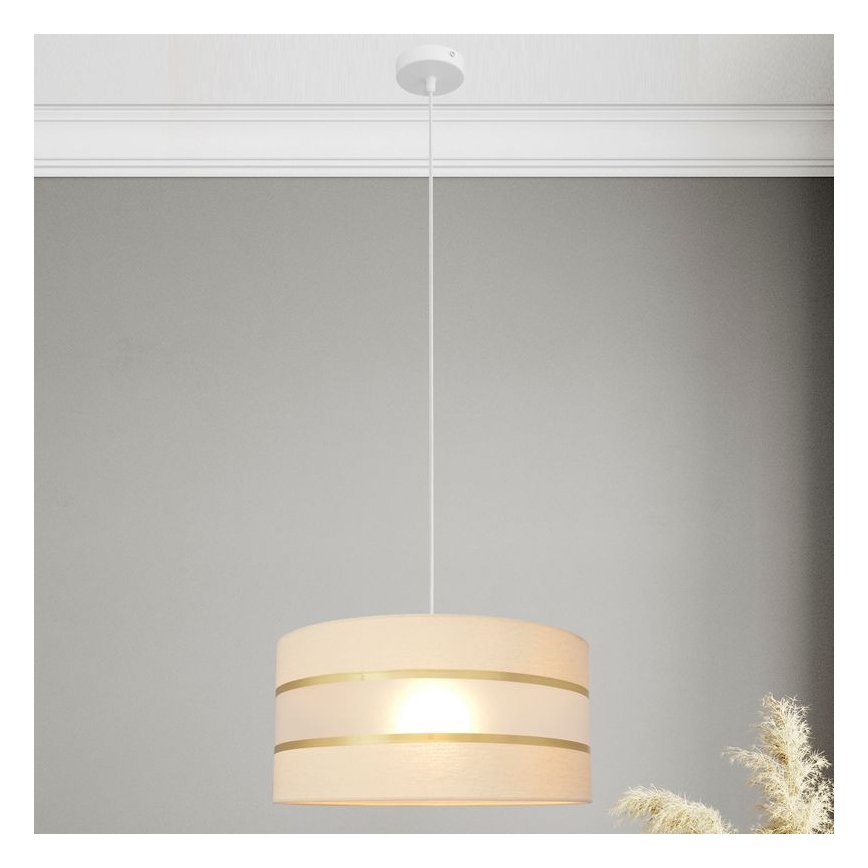 Подвесная люстра HELEN 1xE27/15W/230V ⌀ 40 cm кремовая/золотая