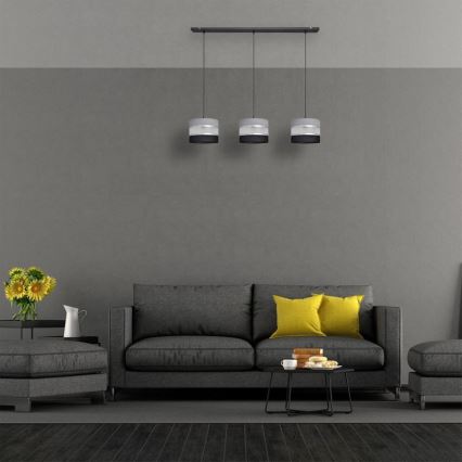 Подвесная люстра HELEN 3xE27/15W/230V черная/серая/серебряная