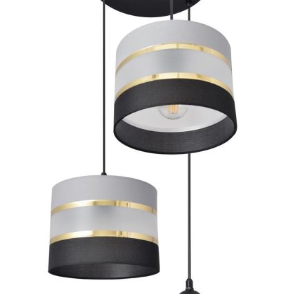 Подвесная люстра HELEN 3xE27/15W/230V черная/серая/золотая