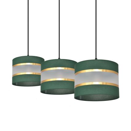 Подвесная люстра HELEN 3xE27/15W/230V зеленый/золотистый