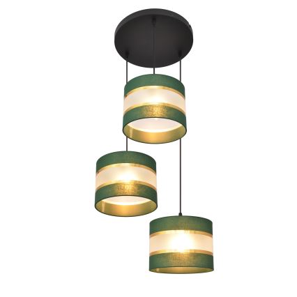 Подвесная люстра HELEN 3xE27/15W/230V зеленый/золотистый