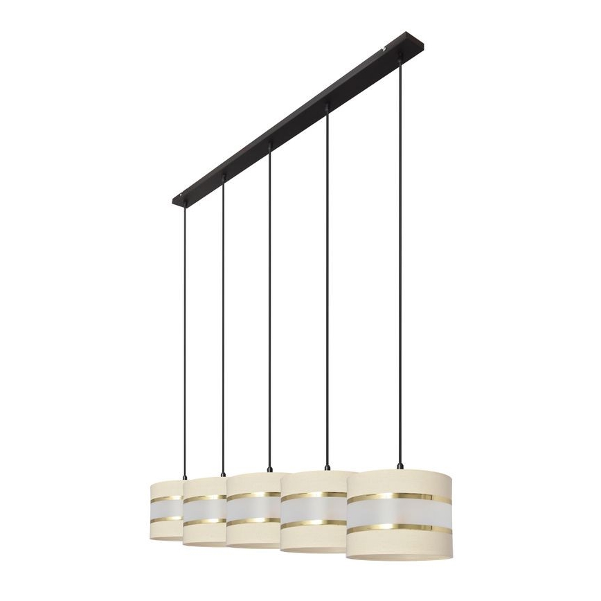 Подвесная люстра HELEN 5xE27/15W/230V кремовая/черная/золотая