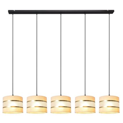 Подвесная люстра HELEN 5xE27/15W/230V кремовая/черная/золотая