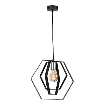 Подвесная люстра HEXAGON 1xE27/60W/230V черный/блестящий хром