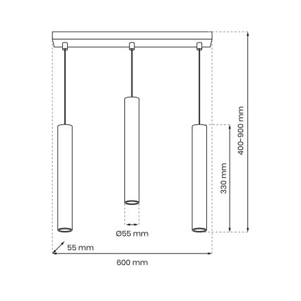 Подвесная люстра HUDSON 3xGU10/8W/230V черный